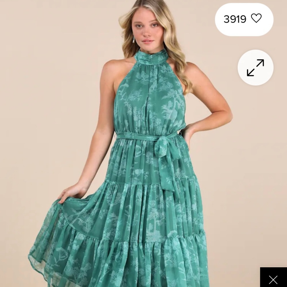 Lulu's Teal Halter Maxi Dress